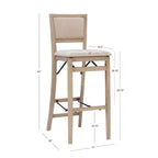 Tabouret de bar pliant Keira avec dossier rembourré en bois massif et siège rembourré, finition gris délavé - Linon