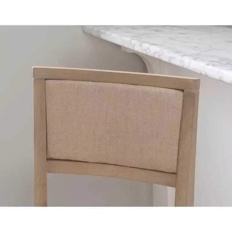 Tabouret de bar pliant Keira avec dossier rembourré en bois massif et siège rembourré, finition gris délavé - Linon