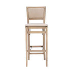 Tabouret de bar pliant Keira avec dossier rembourré en bois massif et siège rembourré, finition gris délavé - Linon
