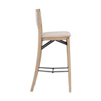 Tabouret de bar pliant Keira avec dossier rembourré en bois massif et siège rembourré, finition gris délavé - Linon