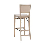 Tabouret de bar pliant Keira avec dossier rembourré en bois massif et siège rembourré, finition gris délavé - Linon