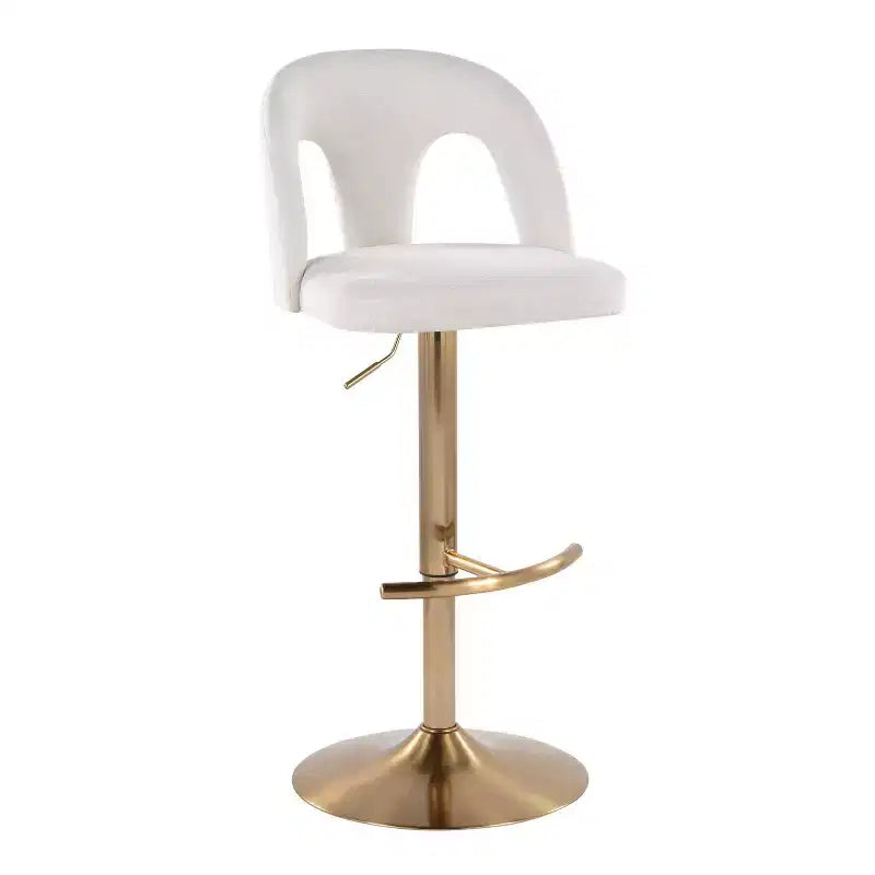 LumiSource Lot de 2 tabourets de bar réglables Ava Tissu Or/Blanc
