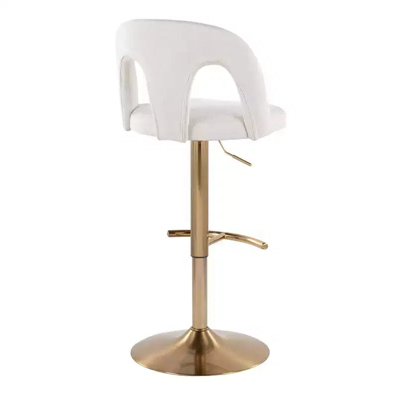 LumiSource Lot de 2 tabourets de bar réglables Ava Tissu Or/Blanc