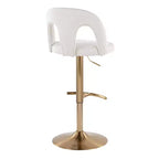 LumiSource Lot de 2 tabourets de bar réglables Ava Tissu Or/Blanc