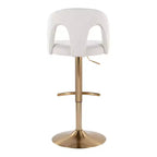 LumiSource Lot de 2 tabourets de bar réglables Ava Tissu Or/Blanc