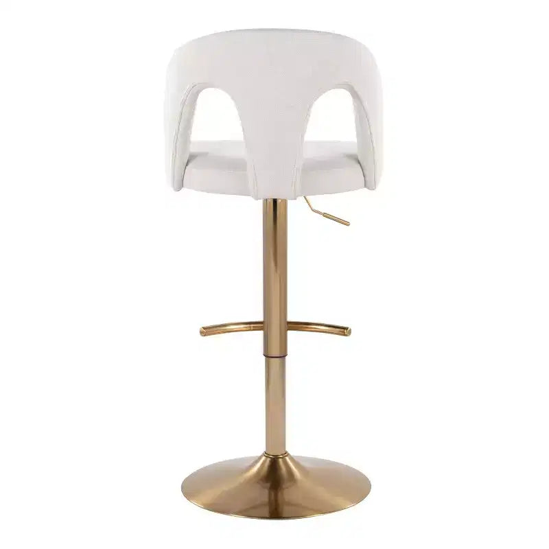 LumiSource Lot de 2 tabourets de bar réglables Ava Tissu Or/Blanc