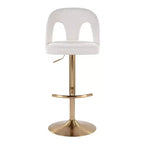 LumiSource Lot de 2 tabourets de bar réglables Ava Tissu Or/Blanc