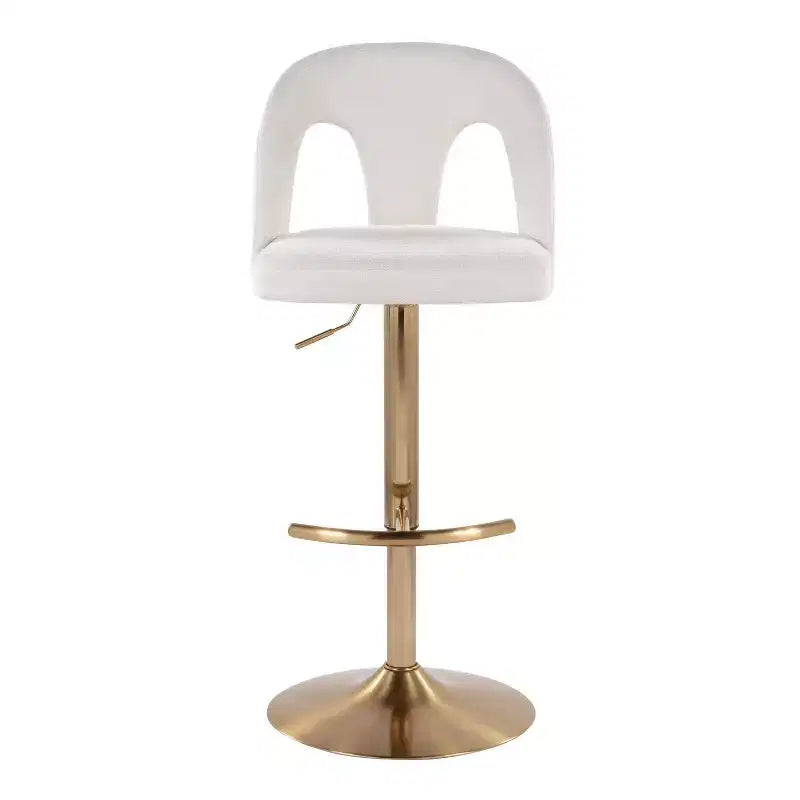 LumiSource Lot de 2 tabourets de bar réglables Ava Tissu Or/Blanc
