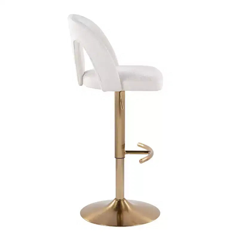 LumiSource Lot de 2 tabourets de bar réglables Ava Tissu Or/Blanc