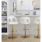 LumiSource Lot de 2 tabourets de bar réglables Ava Tissu Or/Blanc