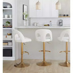 LumiSource Lot de 2 tabourets de bar réglables Ava Tissu Or/Blanc
