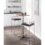 LumiSource - Lot de 3 tabourets de bar empilables Fuji en acier inoxydable et polyuréthane marron