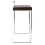 LumiSource - Lot de 3 tabourets de bar empilables Fuji en acier inoxydable et polyuréthane marron