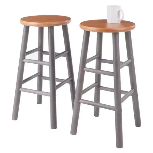 2pc 24" Huxton Counter Height Barstools Gray/Teak - Winsome