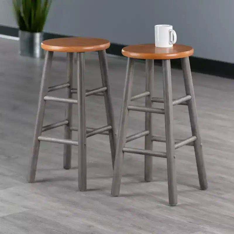 Lot de 2 tabourets de bar hauteur comptoir 61 cm Huxton gris/teck - Winsome