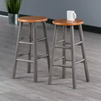 Lot de 2 tabourets de bar hauteur comptoir 61 cm Huxton gris/teck - Winsome