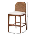 bali & pari Nadim Ensemble de tabourets de bar hauteur comptoir en jonc de mer naturel et bois d'acacia Blanc/Naturel : Revêtement en polyester, nettoyage des taches