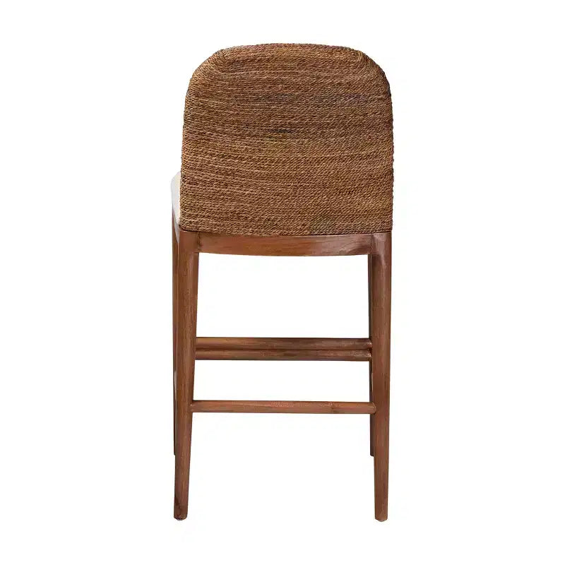 bali & pari Nadim Ensemble de tabourets de bar hauteur comptoir en jonc de mer naturel et bois d'acacia Blanc/Naturel : Revêtement en polyester, nettoyage des taches