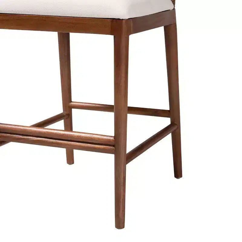 bali & pari Nadim Ensemble de tabourets de bar hauteur comptoir en jonc de mer naturel et bois d'acacia Blanc/Naturel : Revêtement en polyester, nettoyage des taches