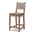 Heyna Woven Rope Mahogany Counter Height Barstool Gray/Natural - bali & pari: Indonesia Crafted, No Assembly Required
