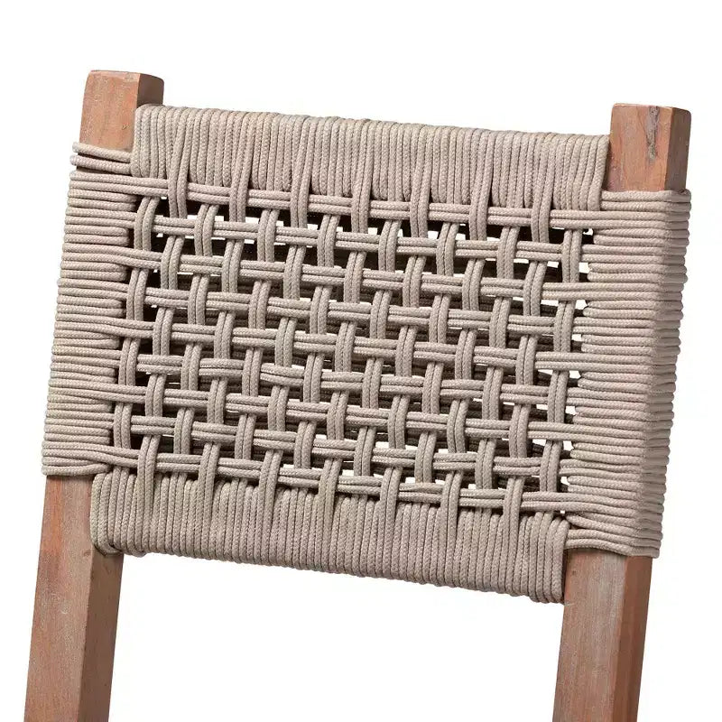 Heyna Tabouret de bar en corde tissée, hauteur comptoir, acajou, gris/naturel - bali & pari : Fabriqué en Indonésie, aucun assemblage requis