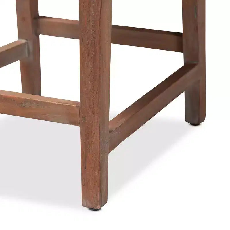 Heyna Tabouret de bar en corde tissée, hauteur comptoir, acajou, gris/naturel - bali & pari : Fabriqué en Indonésie, aucun assemblage requis