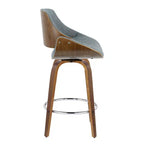 LumiSource Ensemble de 2 tabourets de bar hauteur comptoir Fabrizzi Noyer/Bleu : pivotants rembourrés, compatibles avec la cuisine