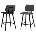 WyndenHall Set of 2 Skyla Counter Height Barstool Charcoal Gray: Quilted Diamond Detail, Plywood Frame, Foam Filled