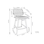 Lot de 2 tabourets de bar hauteur comptoir Skyla WyndenHall gris anthracite : Détails matelassés en losanges, cadre en contreplaqué, rembourrage en mousse