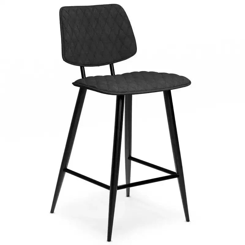 Lot de 2 tabourets de bar hauteur comptoir Skyla WyndenHall gris anthracite : Détails matelassés en losanges, cadre en contreplaqué, rembourrage en mousse
