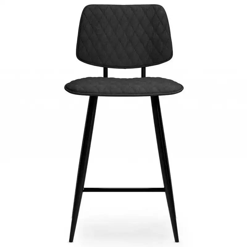 Lot de 2 tabourets de bar hauteur comptoir Skyla WyndenHall gris anthracite : Détails matelassés en losanges, cadre en contreplaqué, rembourrage en mousse
