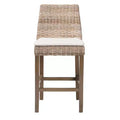 bali & pari Toby Rattan and Mahogany Wood Counter Height Barstool Kubu Gray/Rustic Taupe