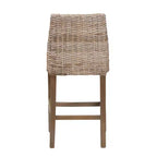 bali & pari Tabouret de bar Toby en rotin et bois d'acajou, hauteur comptoir, gris Kubu/taupe rustique