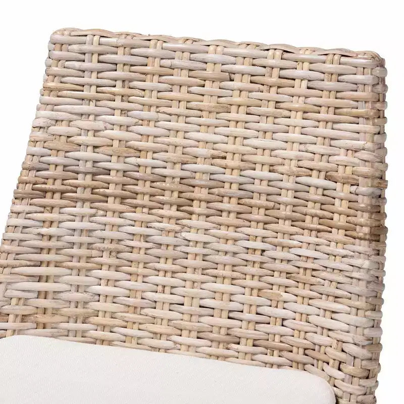 bali & pari Tabouret de bar Toby en rotin et bois d'acajou, hauteur comptoir, gris Kubu/taupe rustique