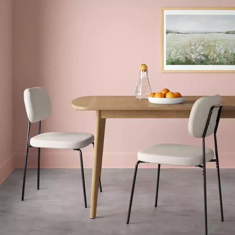 Lot de 2 chaises de salle à manger en bouclette crème avec piètement en métal - Room Essentials™
