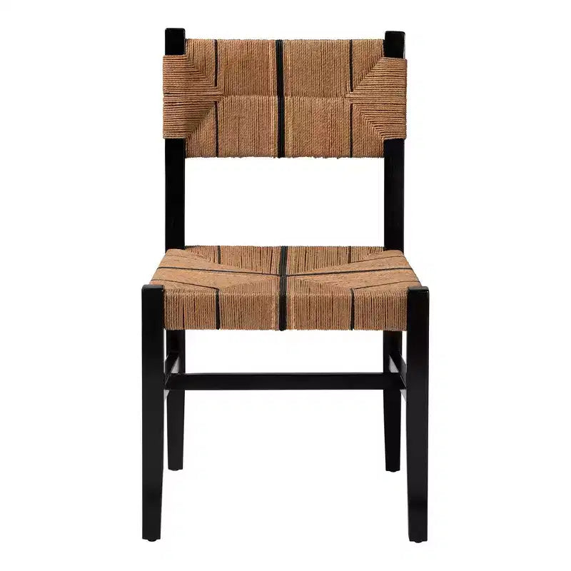 bali & pari Chaise de salle à manger en papier Prita Paper Loom et bois d'acajou marron/noir