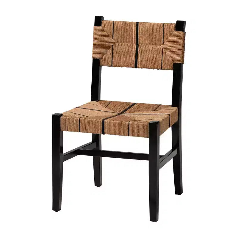 bali & pari Chaise de salle à manger en papier Prita Paper Loom et bois d'acajou marron/noir