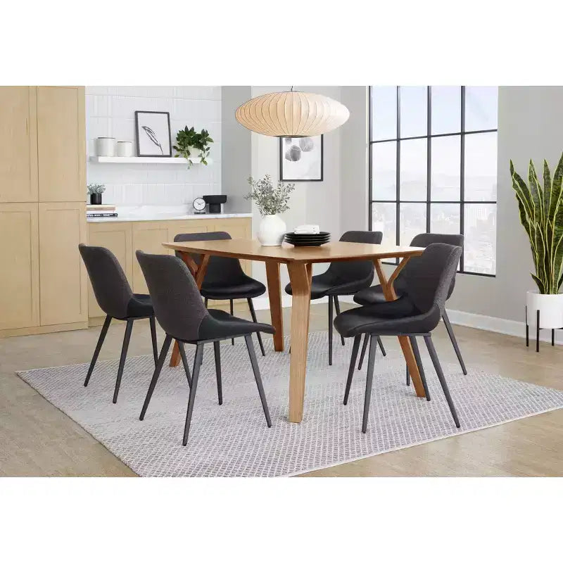LumiSource Ensemble de 2 fauteuils d'appoint Outlaw bicolores en tissu Métal noir/PU noir/Gris