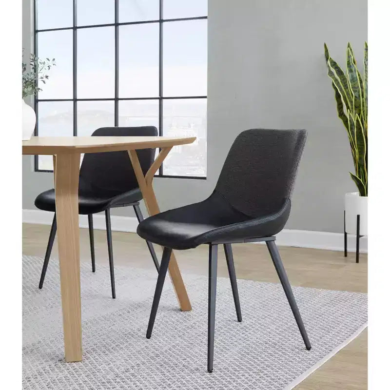 LumiSource Ensemble de 2 fauteuils d'appoint Outlaw bicolores en tissu Métal noir/PU noir/Gris