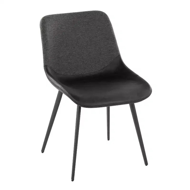 LumiSource Ensemble de 2 fauteuils d'appoint Outlaw bicolores en tissu Métal noir/PU noir/Gris