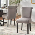 Buylateral Set of 2 Adeline Nailhead Upholstered Parsons Dining Chair Gray: Rubberwood Legs, 250lb Capacity