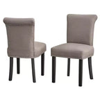 Lot de 2 chaises de salle à manger Parsons rembourrées avec clous décoratifs Adeline de Buylateral, grises : pieds en bois d'hévéa, capacité de 113 kg