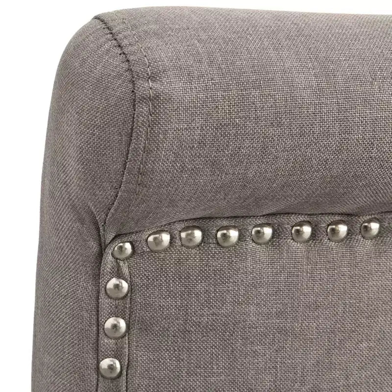 Lot de 2 chaises de salle à manger Parsons rembourrées avec clous décoratifs Adeline de Buylateral, grises : pieds en bois d'hévéa, capacité de 113 kg