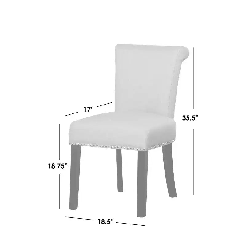 Lot de 2 chaises de salle à manger Parsons rembourrées avec clous décoratifs Adeline de Buylateral, grises : pieds en bois d'hévéa, capacité de 113 kg