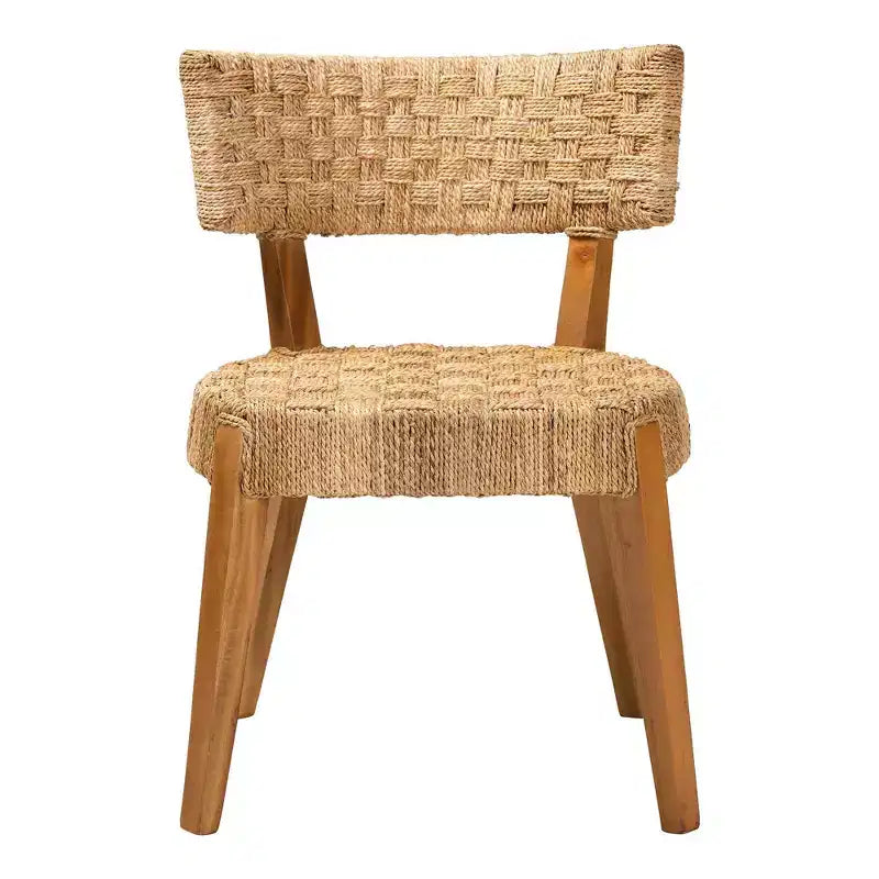 bali & pari Sabit Chaise de salle à manger en bois de teck et d'acajou avec dossier en jonc de mer, naturel/brun