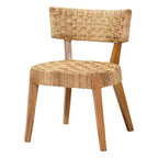 bali & pari Sabit Chaise de salle à manger en bois de teck et d'acajou avec dossier en jonc de mer, naturel/brun