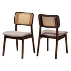 Baxton Studio Baxton Studio Chaises de salle à manger 2 pièces Dannon en tissu et bois Gris/Brun Noyer/Marron Clair : Revêtement en polyester, Structure en bois d'hévéa