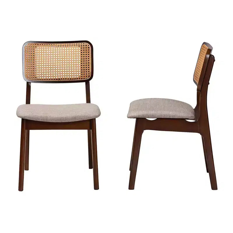 Baxton Studio Baxton Studio Chaises de salle à manger 2 pièces Dannon en tissu et bois Gris/Brun Noyer/Marron Clair : Revêtement en polyester, Structure en bois d'hévéa