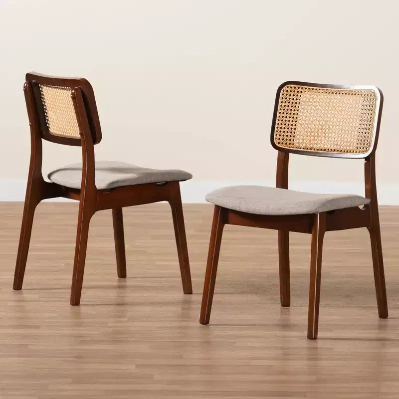 Baxton Studio Baxton Studio Chaises de salle à manger 2 pièces Dannon en tissu et bois Gris/Brun Noyer/Marron Clair : Revêtement en polyester, Structure en bois d'hévéa