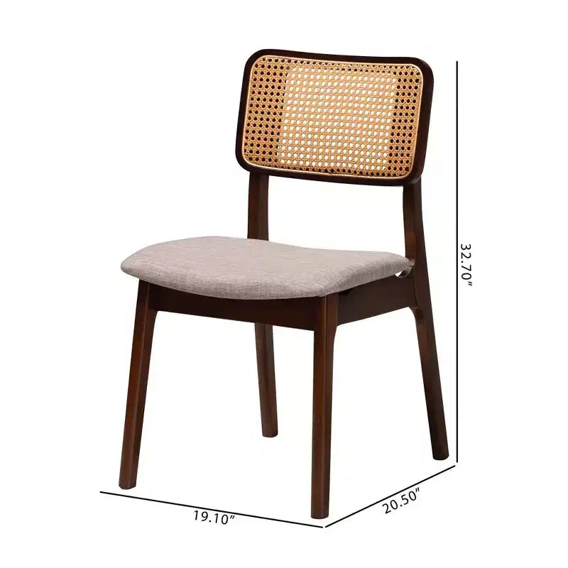 Baxton Studio Baxton Studio Chaises de salle à manger 2 pièces Dannon en tissu et bois Gris/Brun Noyer/Marron Clair : Revêtement en polyester, Structure en bois d'hévéa